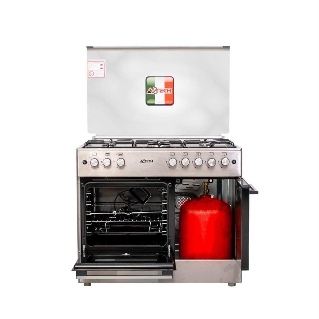 Cuisinière à Gaz Astech Inox 5 Feux avec Four et Compartiment Bouteille