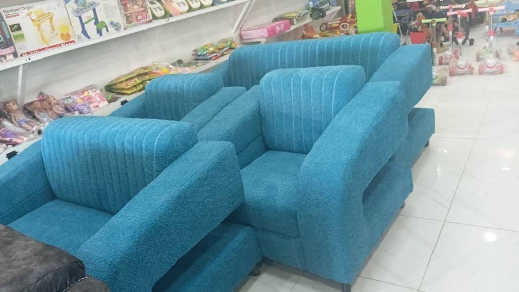 Ensemble Salon Fauteuils en Tissu Bleu Turquoise — photo 3