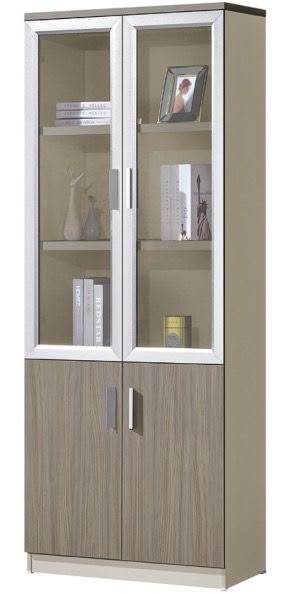 Armoire de Bureau 2 Portes Vitrées avec Rangement