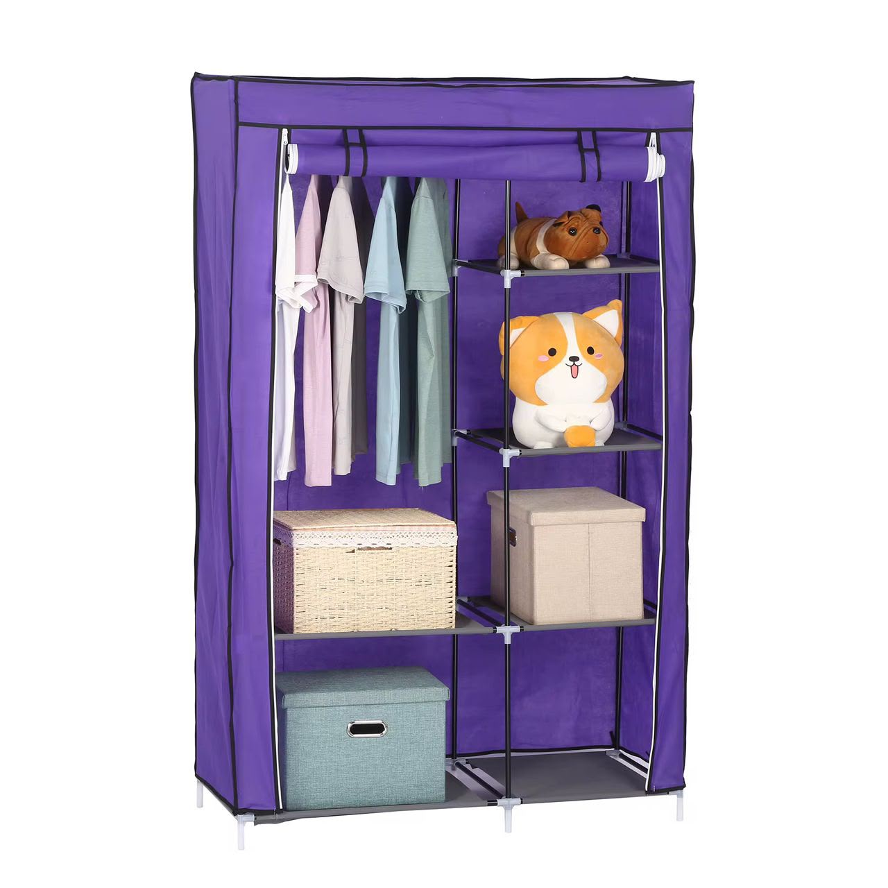 Armoire Penderie en Tissu avec Étagères — photo 2