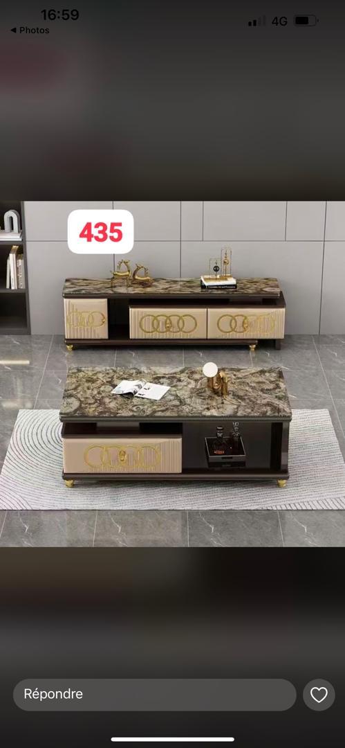Ensemble Meuble TV et Table Basse Effet Marbre 435 — photo 2