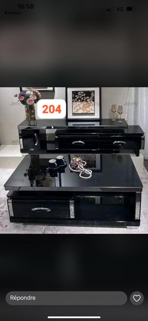 Ensemble Meuble TV et Table Basse Effet Marbre 435