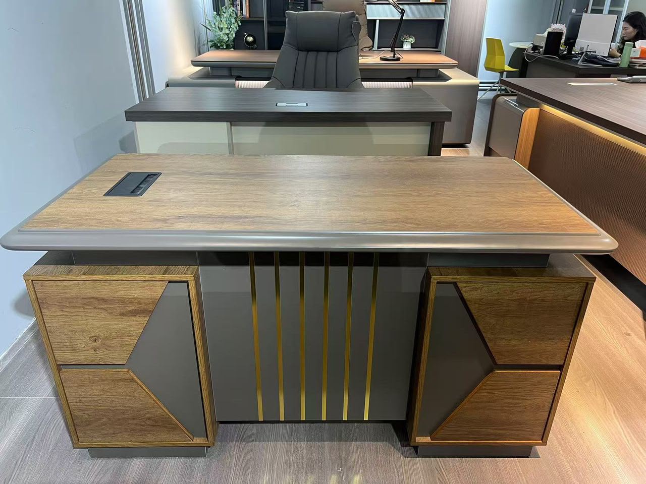 Bureau de Direction avec 2 Caissons Design Géométrique