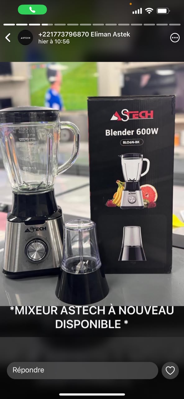 Mixeur Blender ASTECH 600W - BLO6N-BK