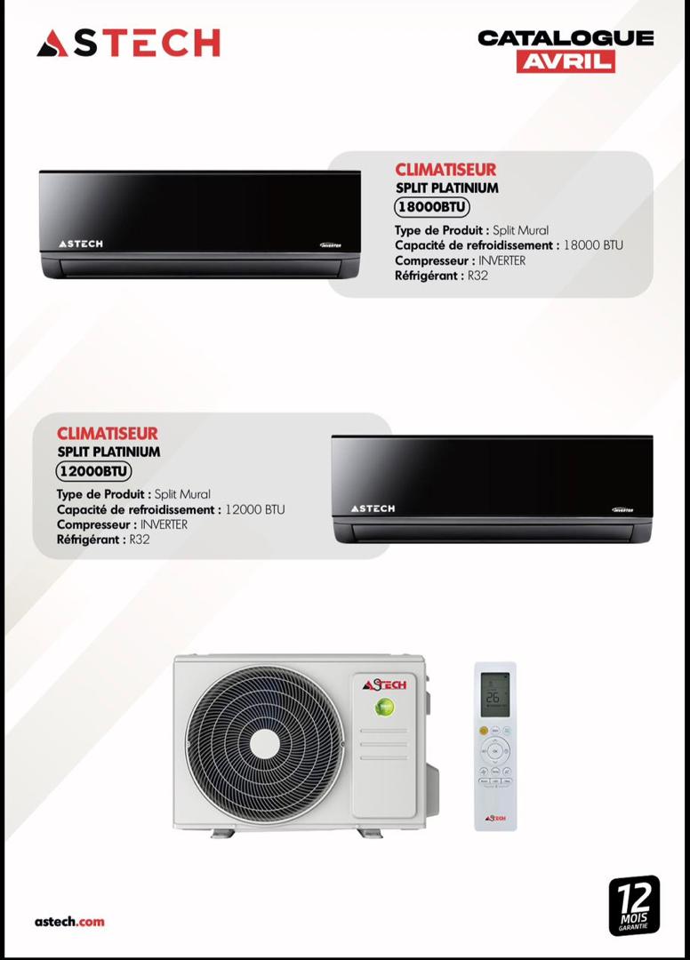 Climatiseur Split Mural ASTECH Platinium Noir 18000BTU