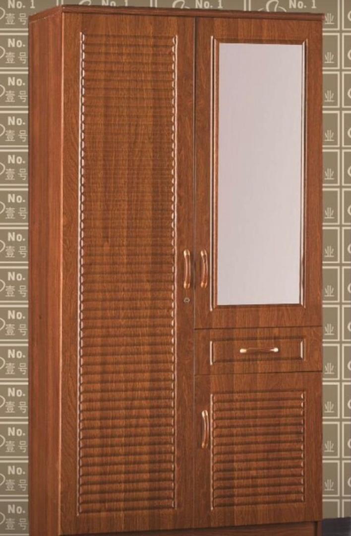 Armoire 2 Portes avec Miroir et Tiroir