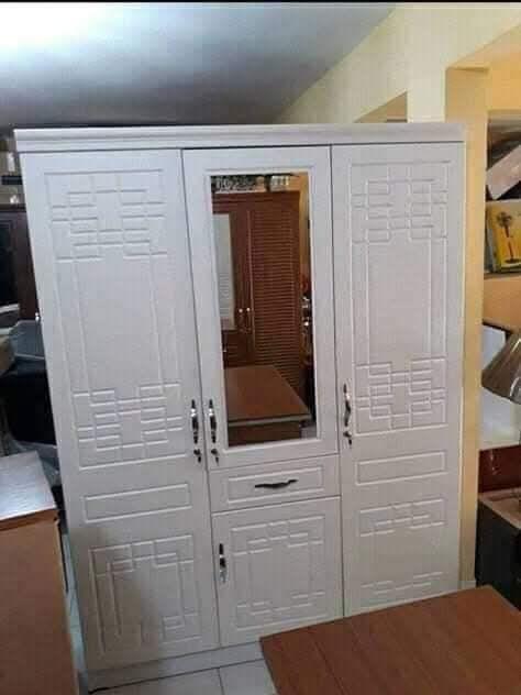 Armoire 3 Portes Blanche avec Miroir et Tiroir
