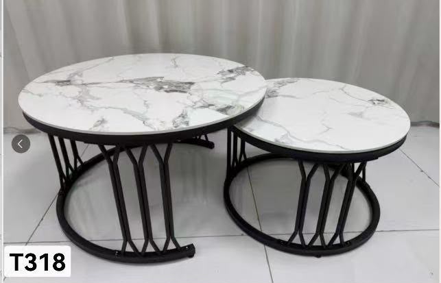 Set de 2 tables gigognes T318 plateau marbre