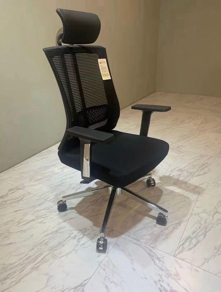 Fauteuil Ergonomique Maille Noir avec Appui-tête