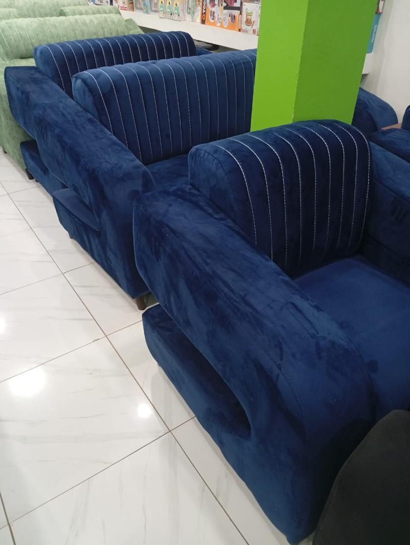Ensemble Salon Fauteuils en Tissu Bleu Turquoise