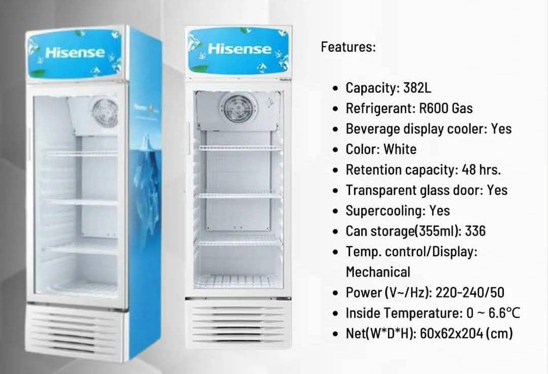 Vitrine réfrigérée Hisense 382L porte vitrée