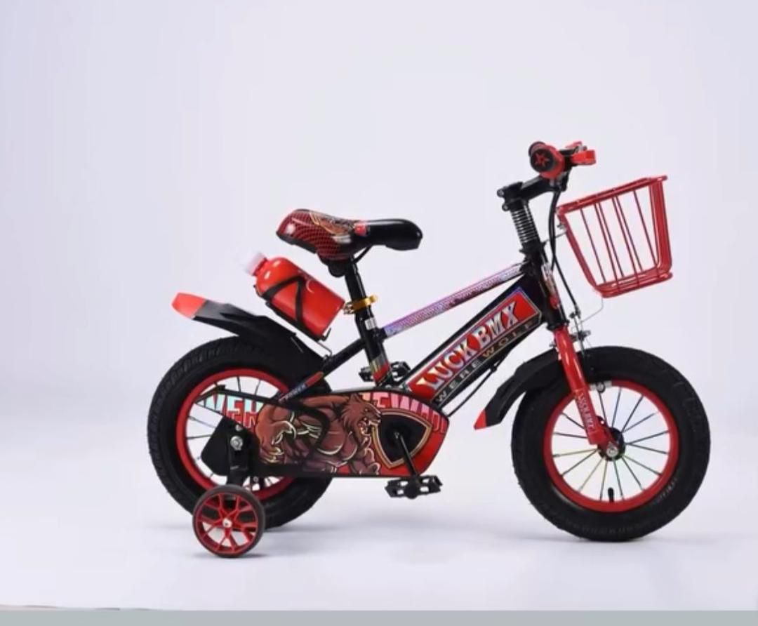 Vélo Enfant Motif Requin Orange et Jaune avec Stabilisateurs — photo 2