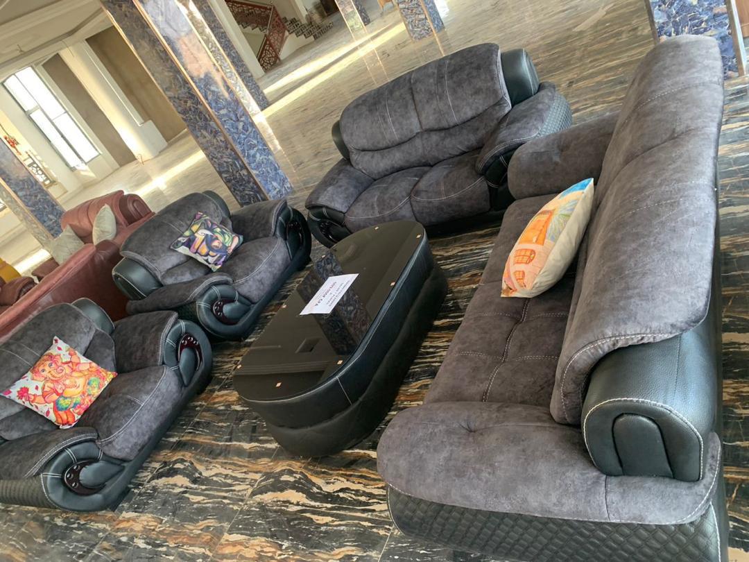 Salon Canapés 3 Pièces Gris Anthracite avec Table Basse