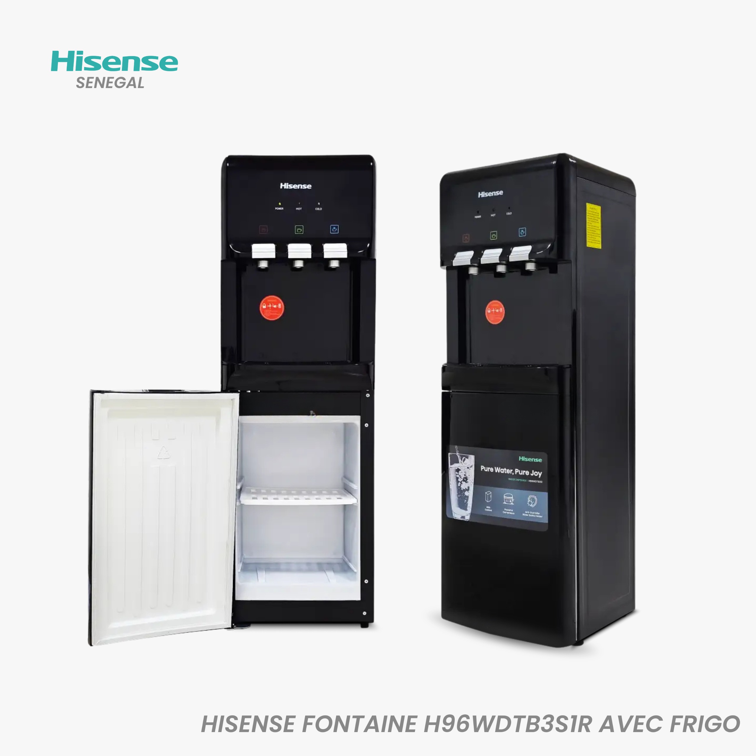 Fontaine à Eau Hisense H96WDTB3S1R avec Frigo