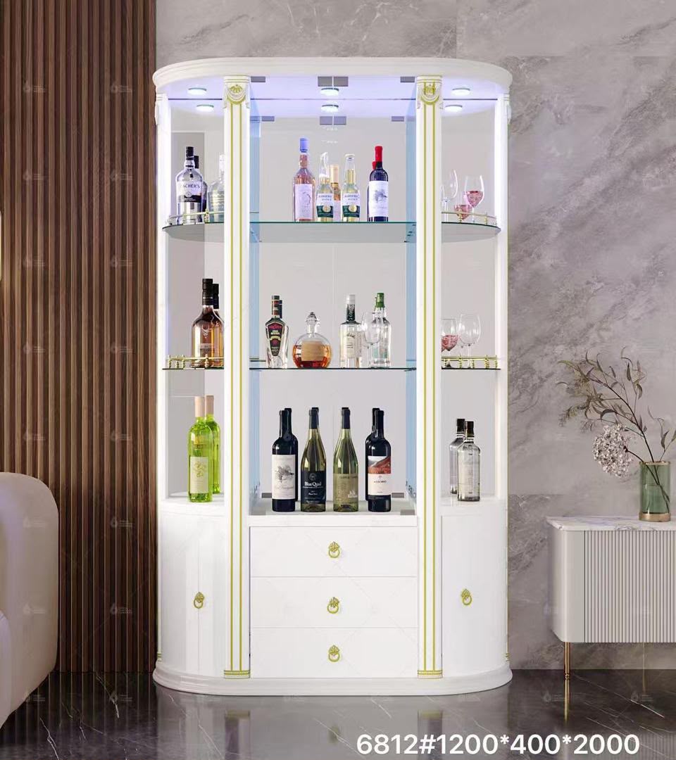 Meuble Bar Vitrine Blanc & Or - Model 6812
