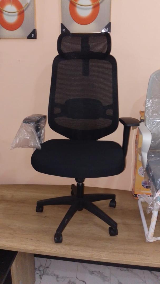 Fauteuil Ergonomique Noir avec Appui-tête et Soutien Lombaire