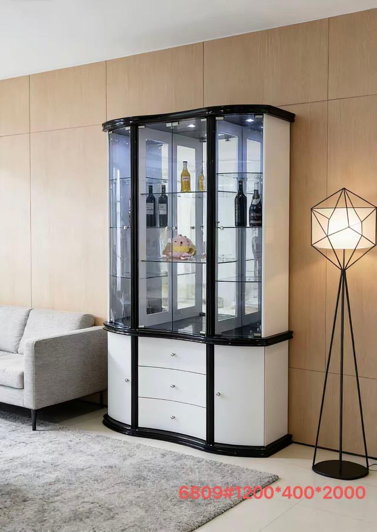 Vitrine bar LED 6809 blanc/noir, 1200x400x2000mm