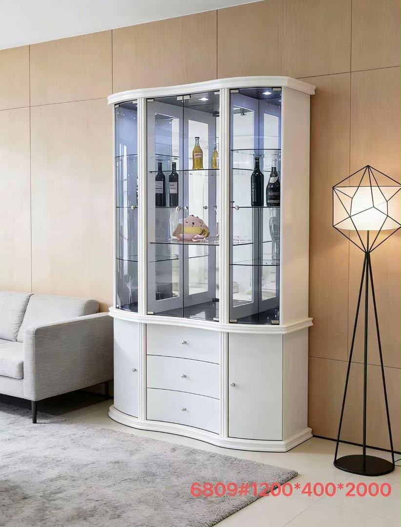 Vitrine bar LED 6809 blanc intégral, 1200x400x2000mm